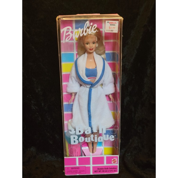 Barbie Other - Vtg 2001 Mattel Barbie Bath Boutique Doll 29402 White Robe Bubble Bath NIB